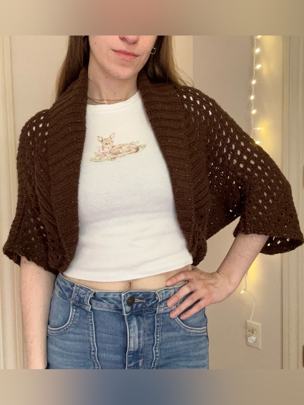 Y2K Brown Open Knit Cardigan
